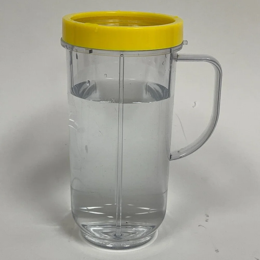 Magic Bullet Cups Party Replacement Mugs with‎ Yellow Comfort Lip Rings Lot of 2